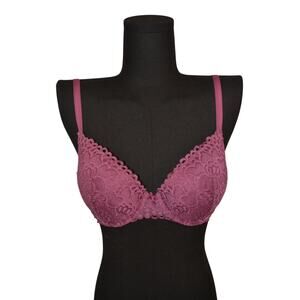 Aerie Lace Padded Underwire 34D Bra Burgundy Color